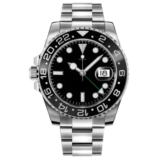 Dual Time 40 – Black Dial | Steel Bracelet & Black Ceramic 24H Bezel