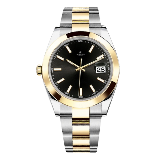 Classic 41 – Black Dial | Steel & Gold Tone Bracelet & Fluted Bezel